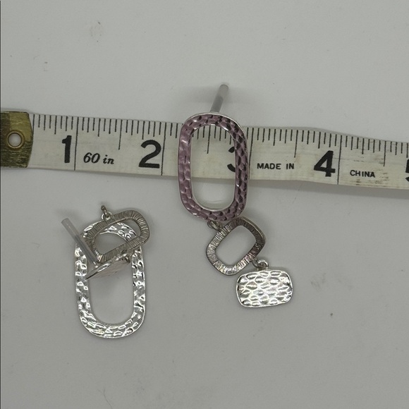 NWOT, Silver-tone Geometric Dangle Earrings - Picture 3 of 4